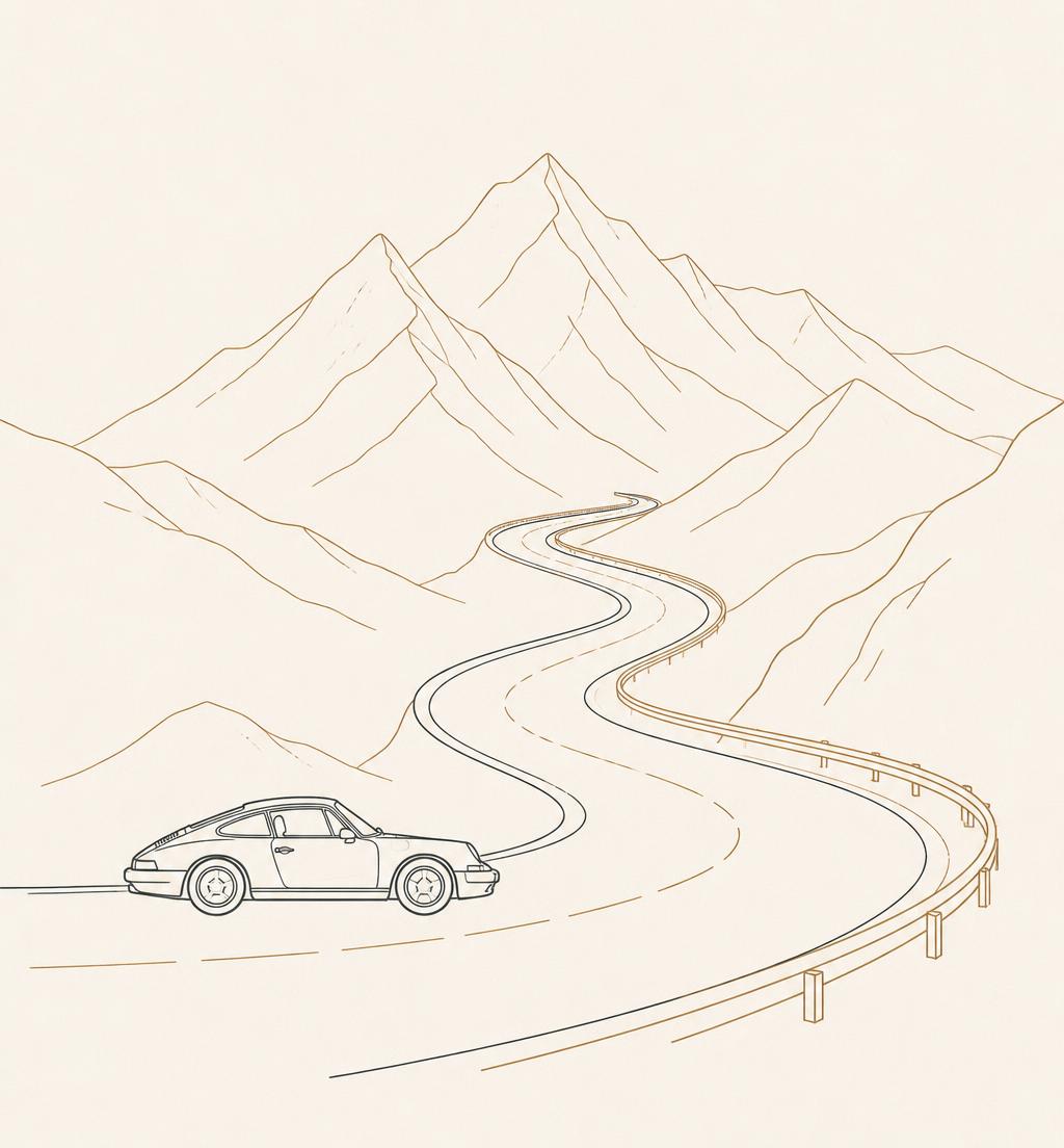 Line illustration representing road trips